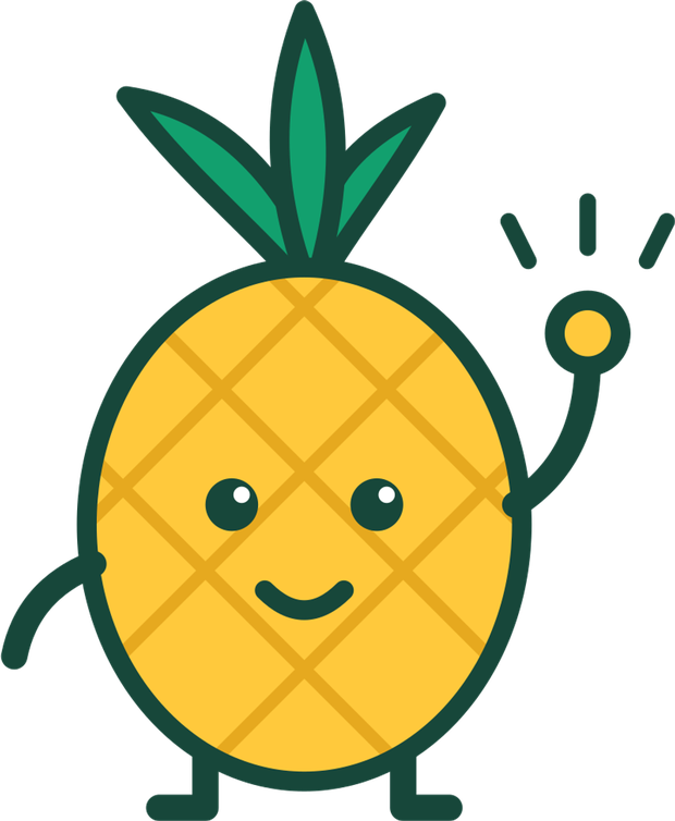 Nana, la mascotte ananas, fait coucou